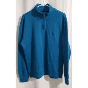 U.S. Polo Assn. Men's Large Quarter Zip Pullover Sweater Teal Blue
